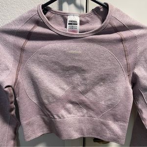 Gymshark Pink/Lilac with Gray Letters Flex Crop Top Size M